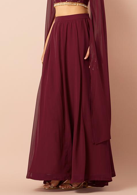 long maroon maxi skirt