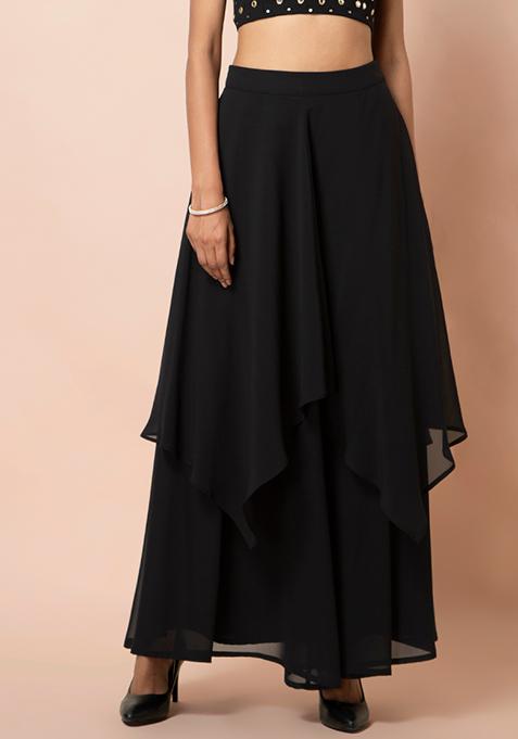 black high low maxi skirt