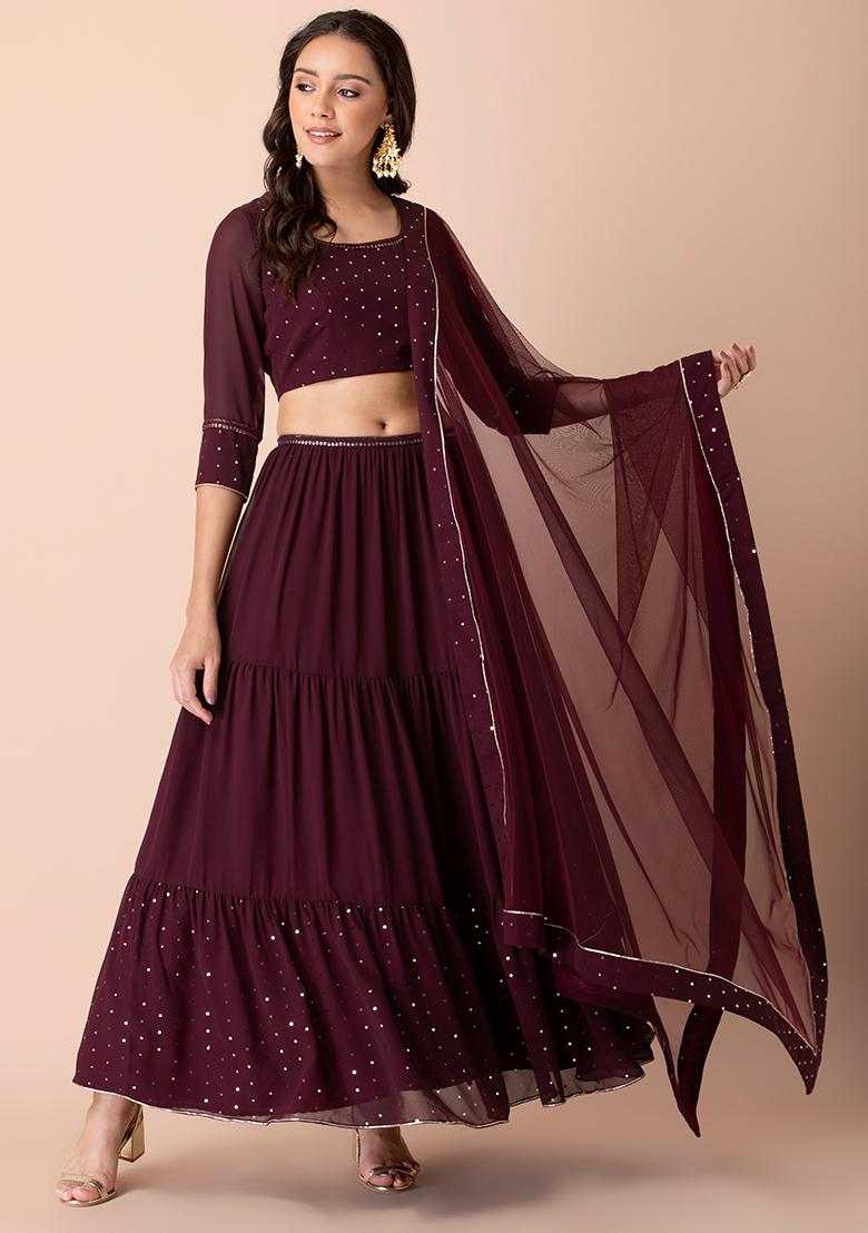 Stitched Designer Skirt With Crop Top And Dupatta party wear Lehenga