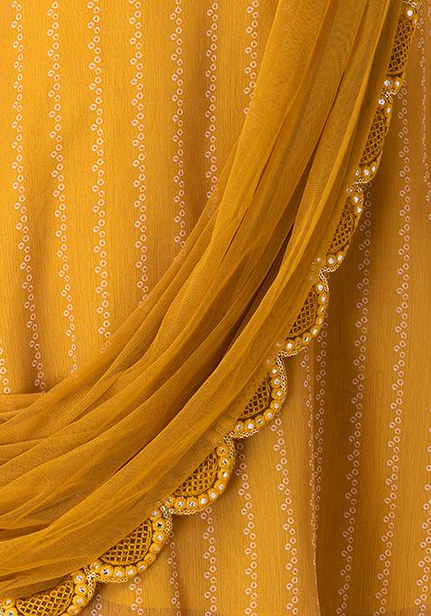 yellow bandhani lehenga