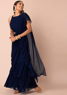 Saree Gown Designs Are A Fusion Of Gowns And Traditional Sarees