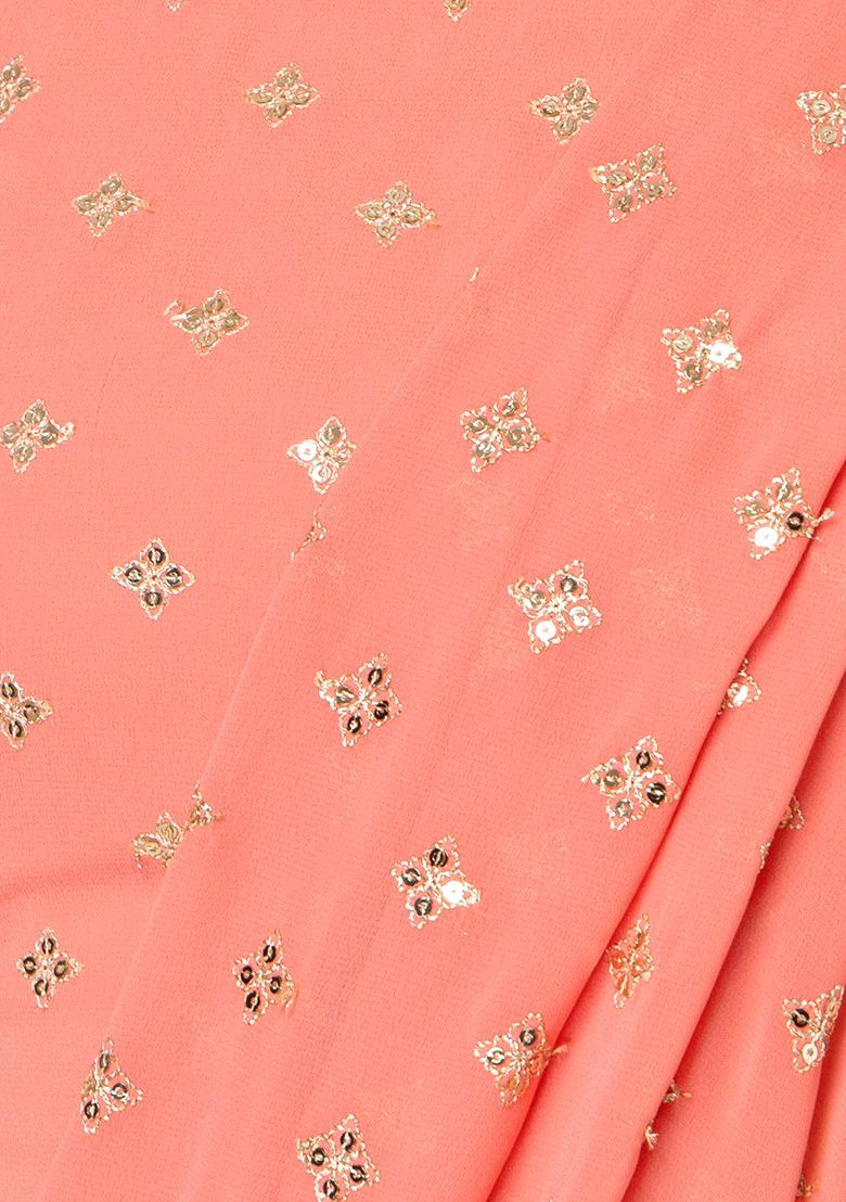 Dusty Pink Boota Embroidered Pre-Stitched Saree (Without Blouse) - Indya