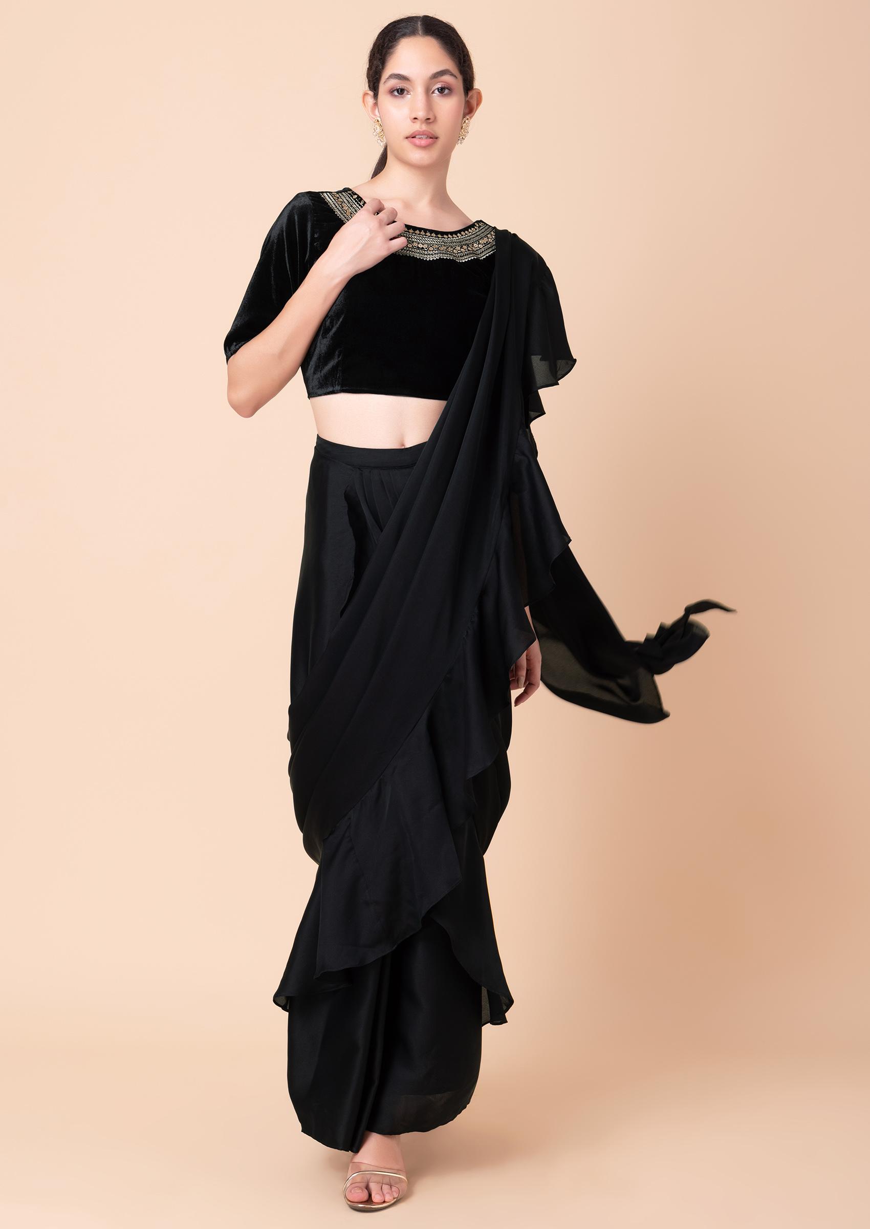 Black Magic Corset Concept Draped Saree – wishdrobe