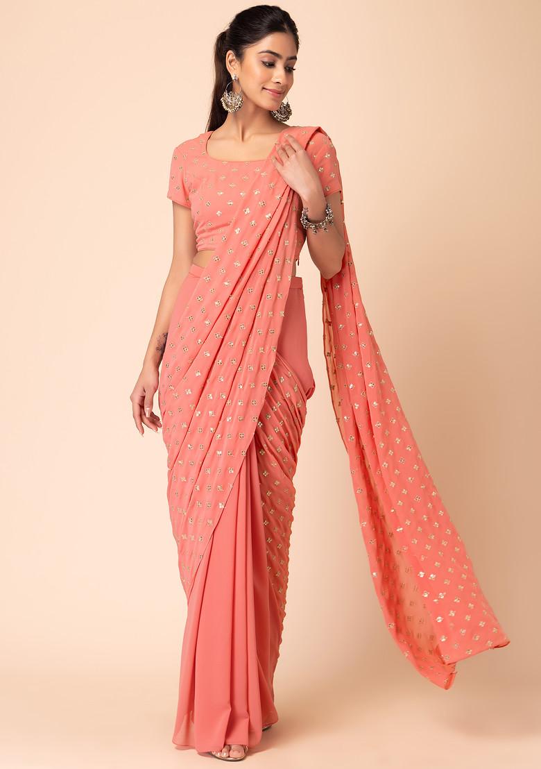 Pastel Pink Sequin Boota Embroidered Blouse 