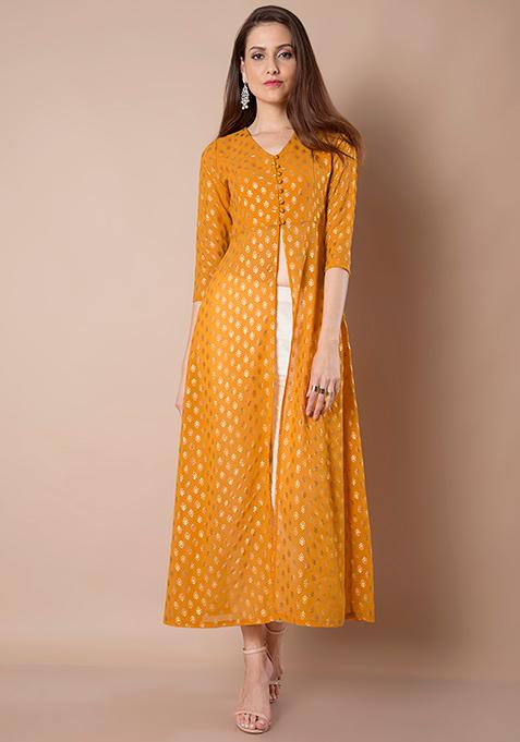 foil print maxi tunic