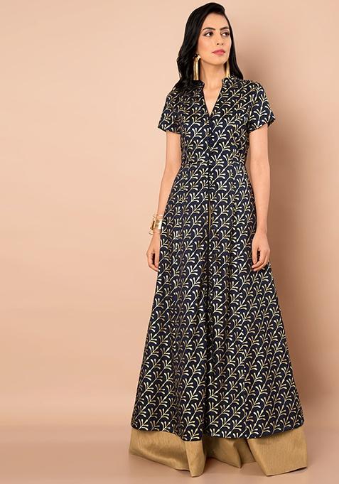 foil print maxi tunic