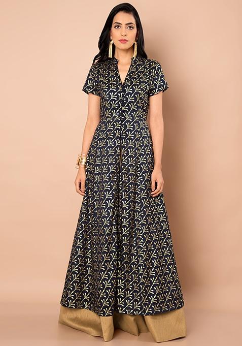 foil print maxi tunic
