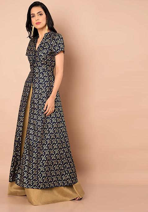 foil print maxi tunic