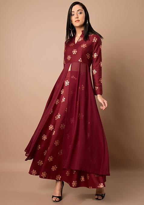 foil print maxi tunic