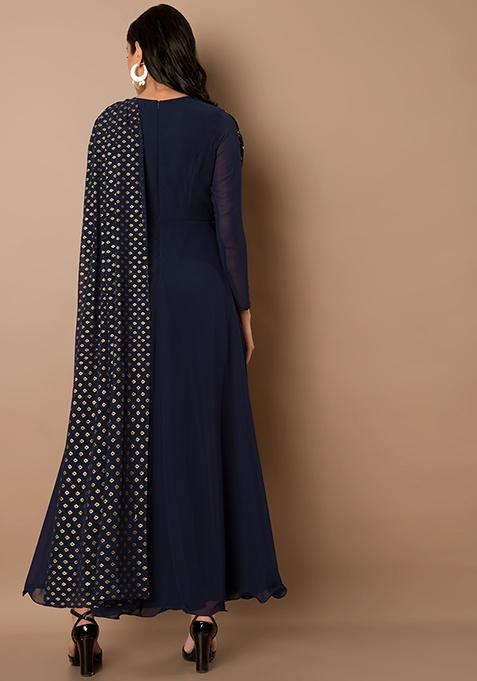 foil print maxi tunic