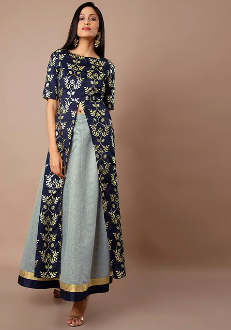 foil print maxi tunic