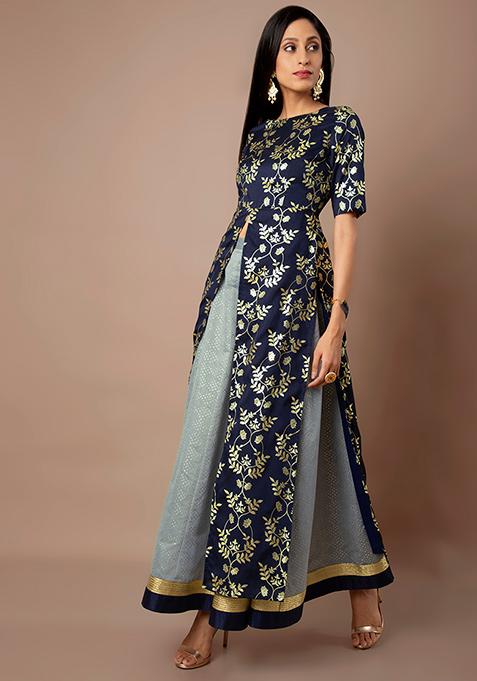 foil print maxi tunic
