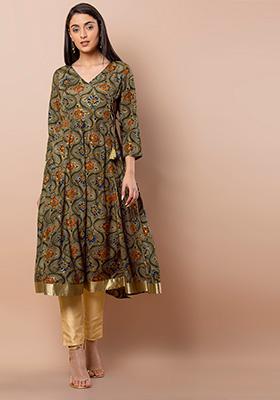 Grey Baroque Angrakha Kurta