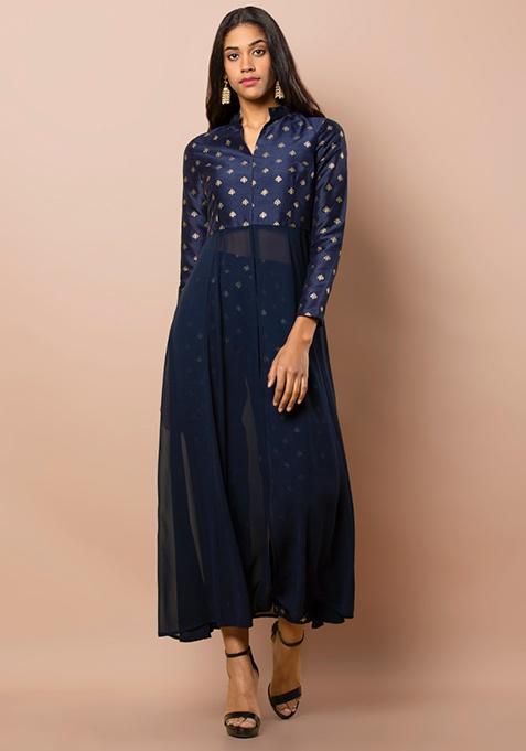 foil print maxi tunic