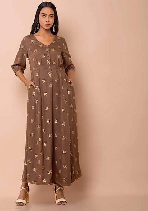 foil print maxi tunic