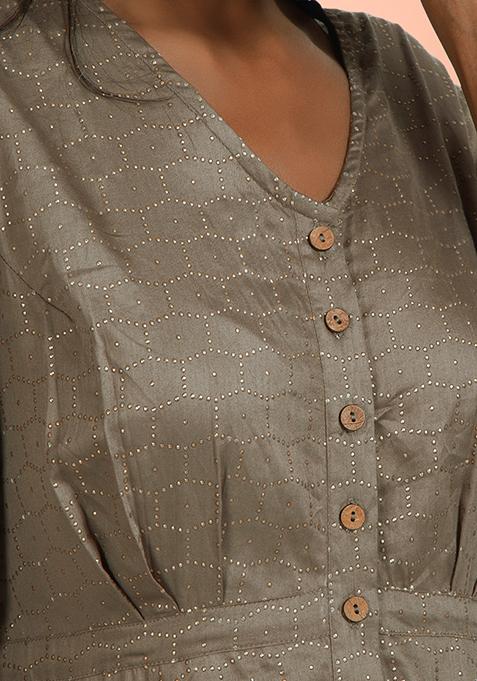 foil print maxi tunic