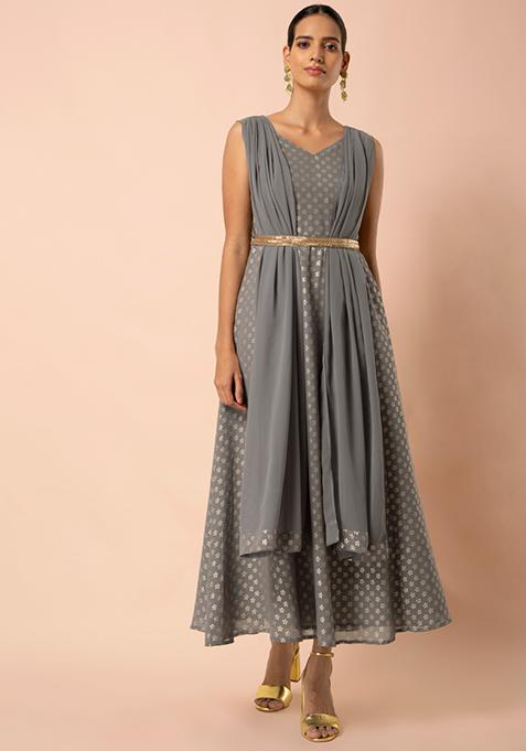 foil print maxi tunic