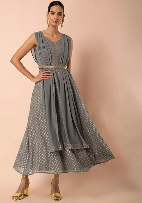 foil print maxi tunic