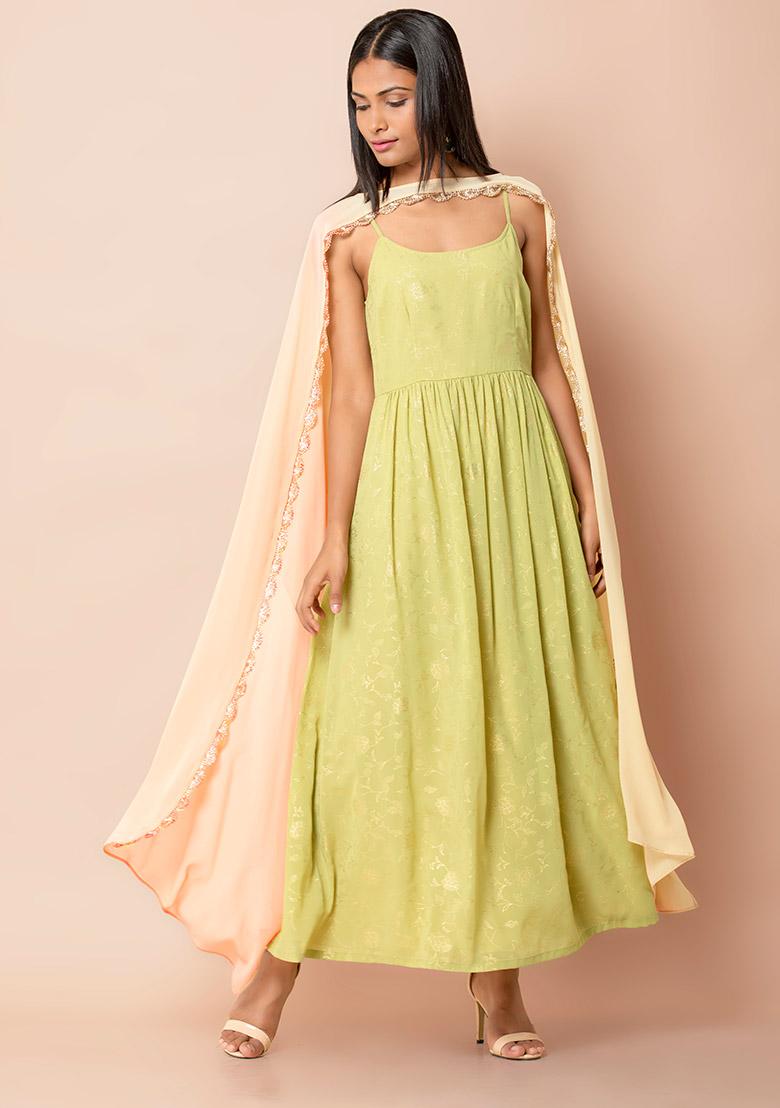 Buy Women Green Strappy Floral Layered 