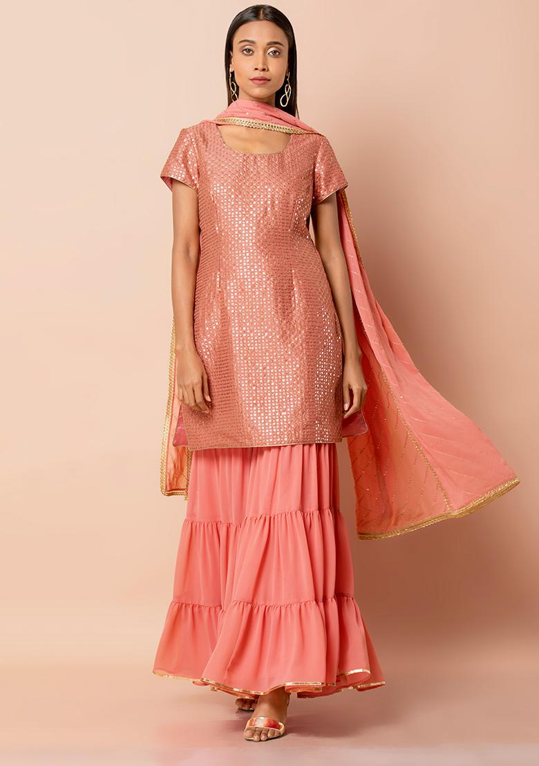 Jaipur Kurti Kurtis Kurtas and Tunics : Buy Jaipur Kurti Pink Self Weave  Pleated Laced-Up and Gathered Short Kurta with Tassels Online | Nykaa  Fashion.