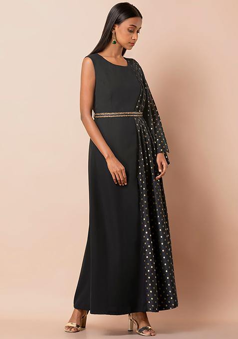 hot pink one shoulder maxi dress