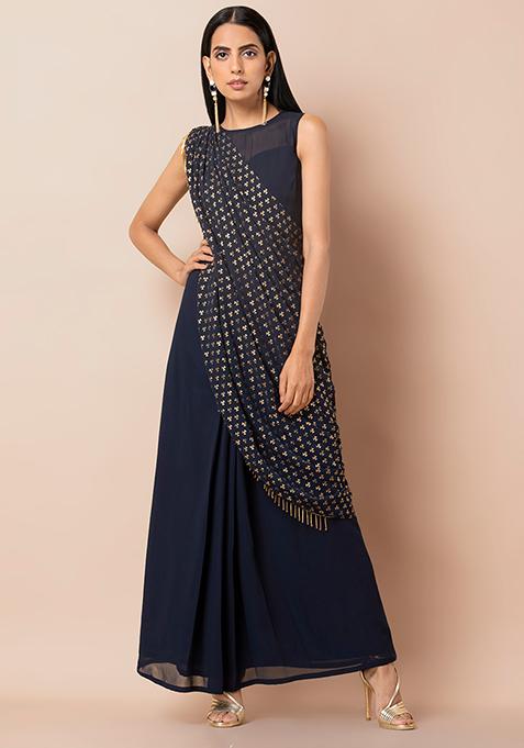 sari inspired cocktail dress