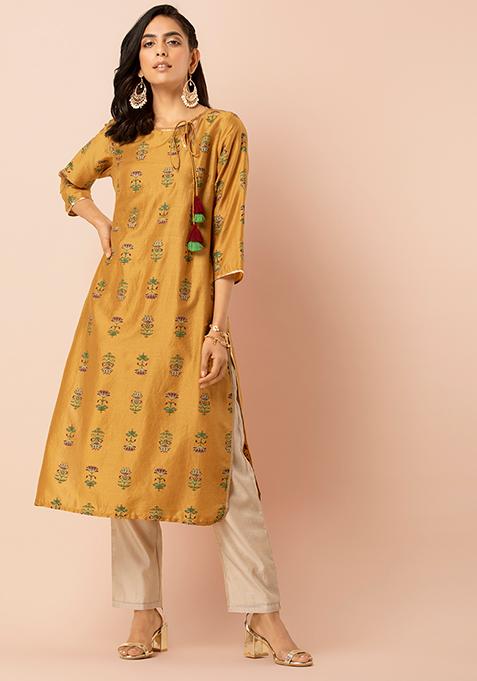 D21 Pakistani Indian Women Digital Print Stylish Silk Kurti 