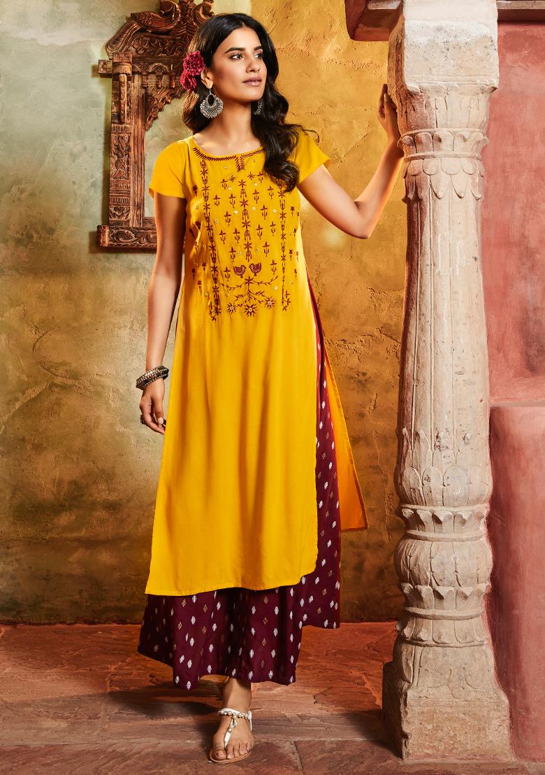 Buy Mustard Yellow Kurtis & Tunics for Women by Indya Online | Ajio.com