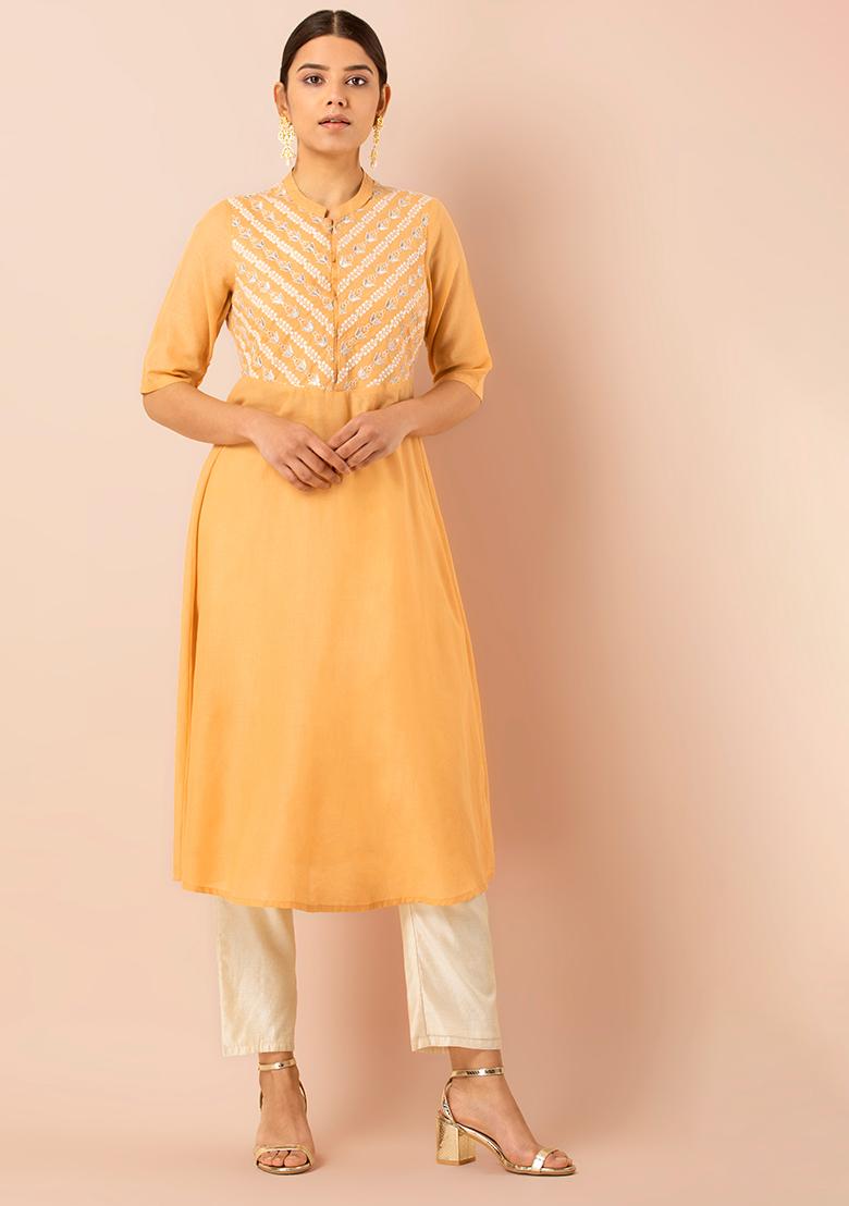 Yellow Cotton Kurta -Men's Shirt- Traditional Indian Pakistani