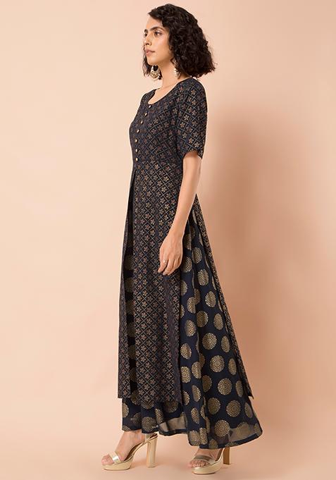 foil print maxi tunic