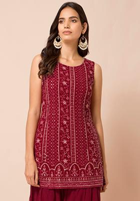 Indian Pakistani Designer Sleeveless Cotton Kurta Kurti Tunic  Dress Women MM180