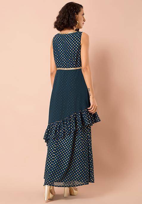 foil print maxi tunic