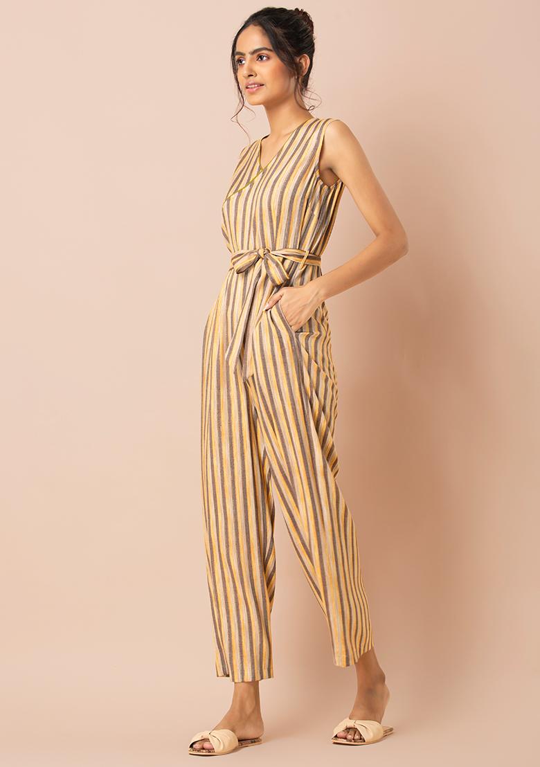 Girls 1pc Colorful Striped Belted Cami Jumpsuit | SHEIN USA