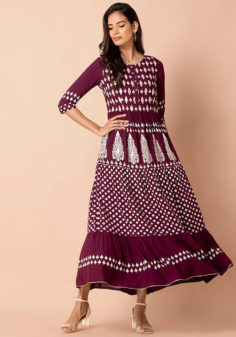 foil print maxi tunic
