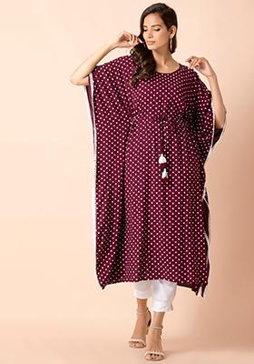 Oxblood Bandhani Kaftan