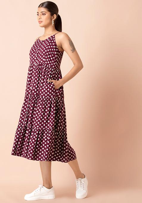 w maroon tiered dress