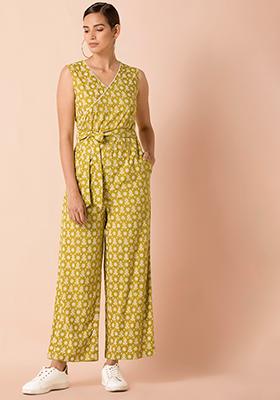 Lime Boota Belted Jumpsuit with Pockets 