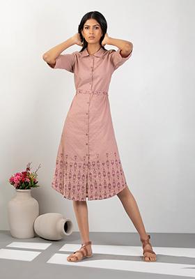 Priyal Bhardwaj x Indya Rose Embroidered Belted Shirt Dress 