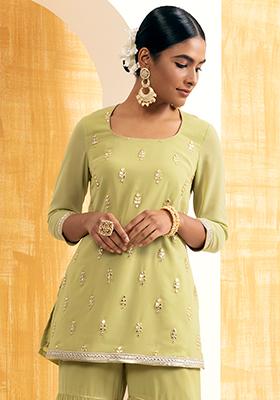 Teal Green Kurti With Palazzo Set for Women Online in India