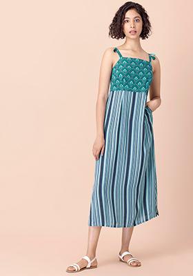 Indigo Printed Strappy Maxi Dress 