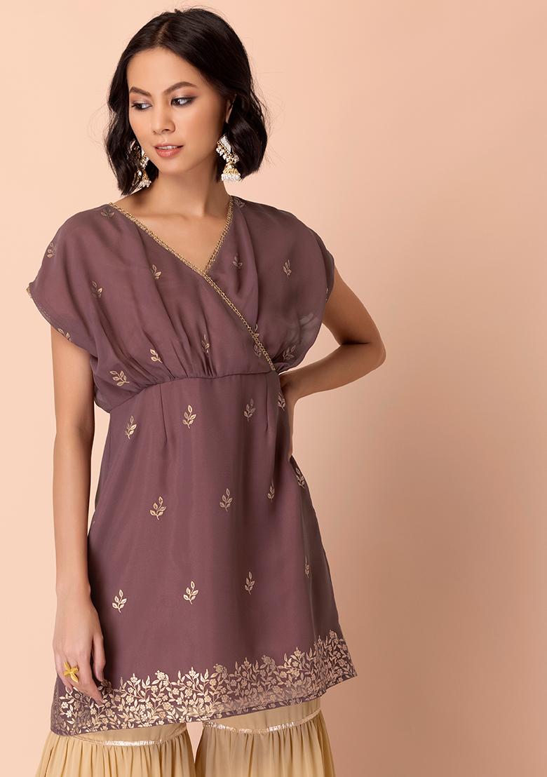 sanaa by dee cee rayon slub fancy short frock style kurti - textiledeal.in