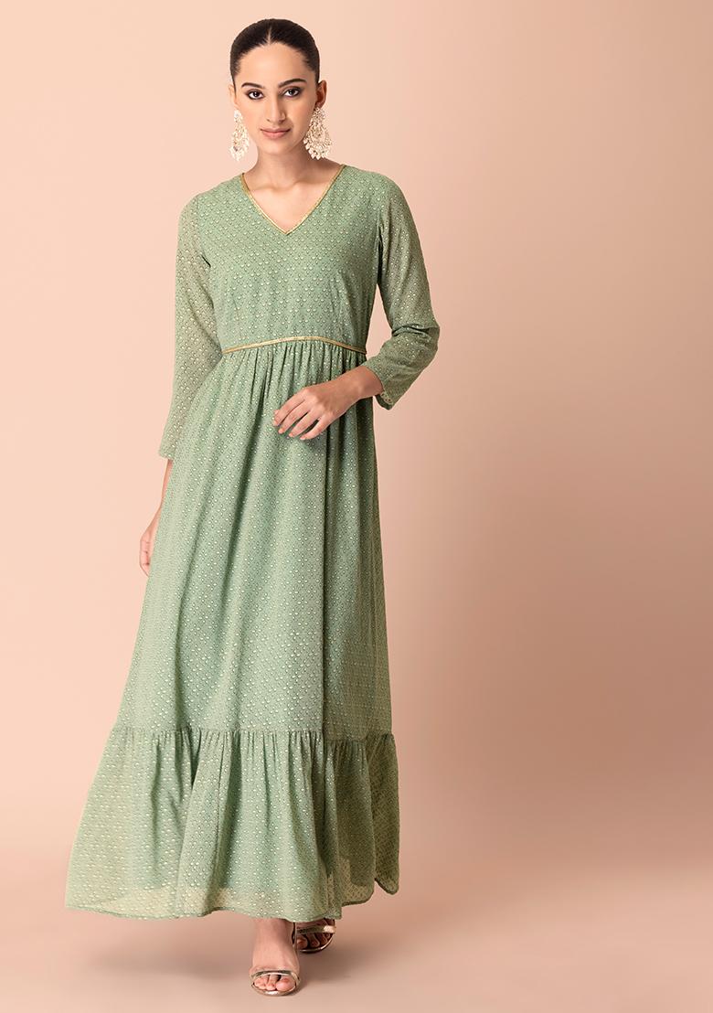 indya Women Maxi Green Dress - Buy indya Women Maxi Green Dress Online at  Best Prices in India | Flipkart.com