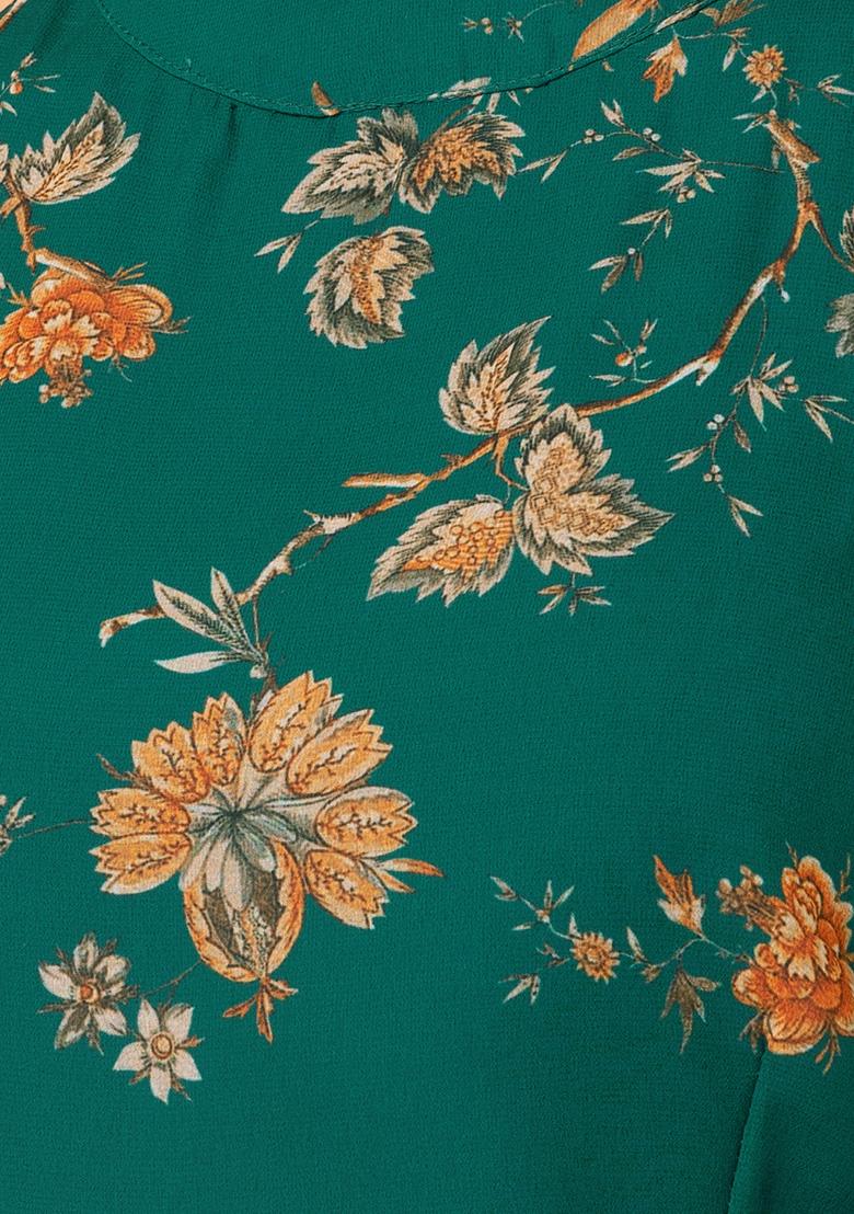 Blue Floral Print Maxi Dress