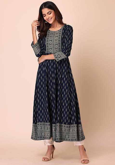 Women Multicolor Ikat Print Kurta