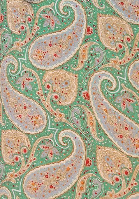 Women Green Rayon Intricate Floral and Paisley Motifs Co-ords
