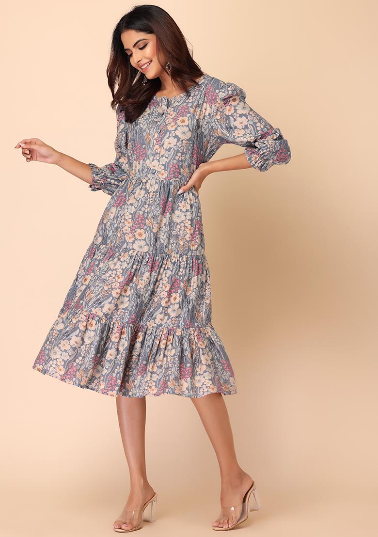 Shop Ditsy floral print georgette wrap dress