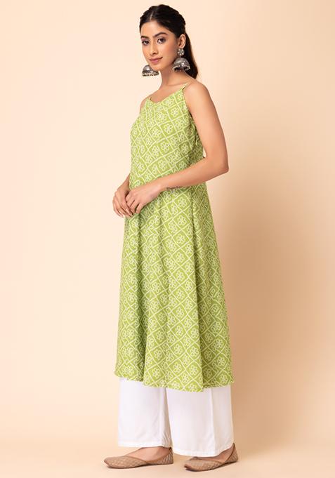 Green - Bandhani Patchwork Cotton Unstitched Kurta Material (3m) 04