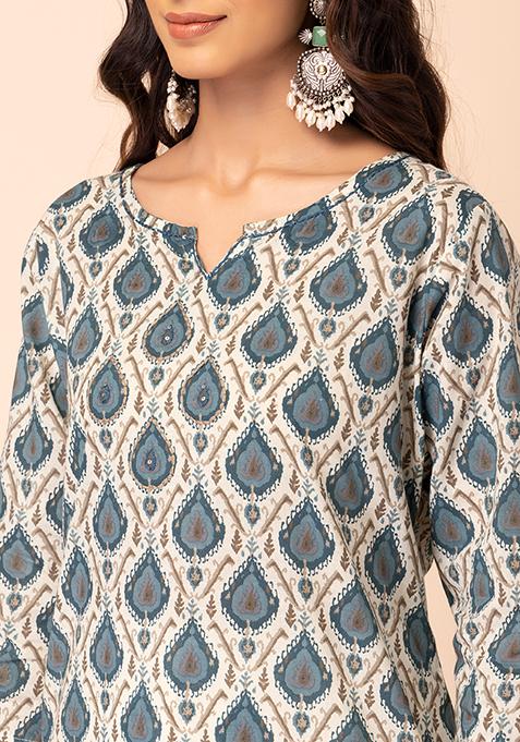 Women Multicolor Ikat Print Kurta main image 0