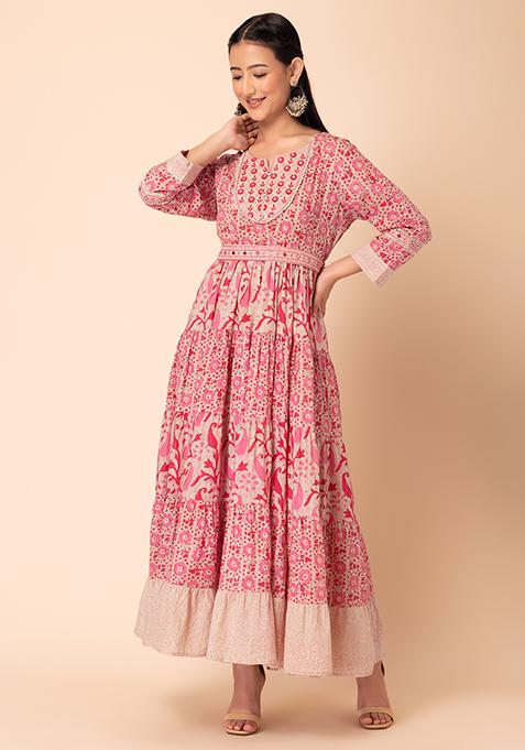 Beige Bouquet Anarkali Bliss Kurta only without pants