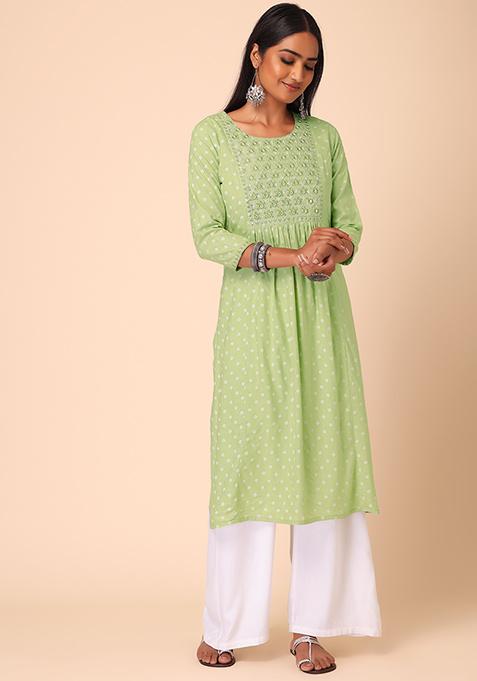 Women Black Rayon Gold Foil Print Straight Kurta